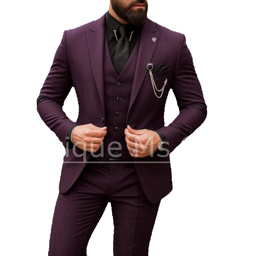 Men's 3 Piece Suit Single Brea - Men Formal Party Wear Outfit ulasan dan harga