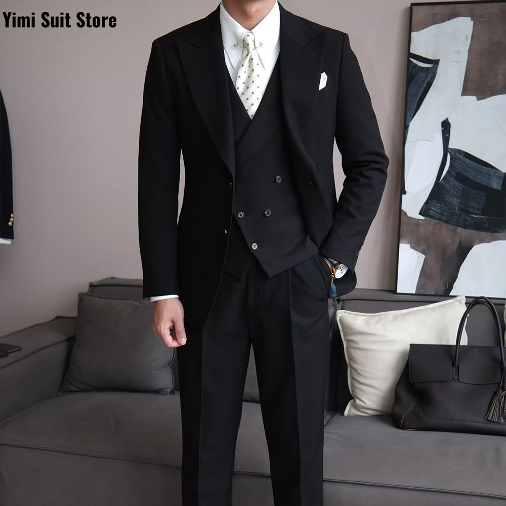 Black High Quality Men's Suits - Men Formal Wear Modern ulasan dan harga