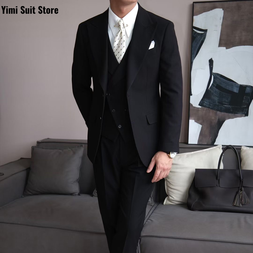 Black High Quality Men's Suits - Men Formal Wear Modern ulasan dan harga