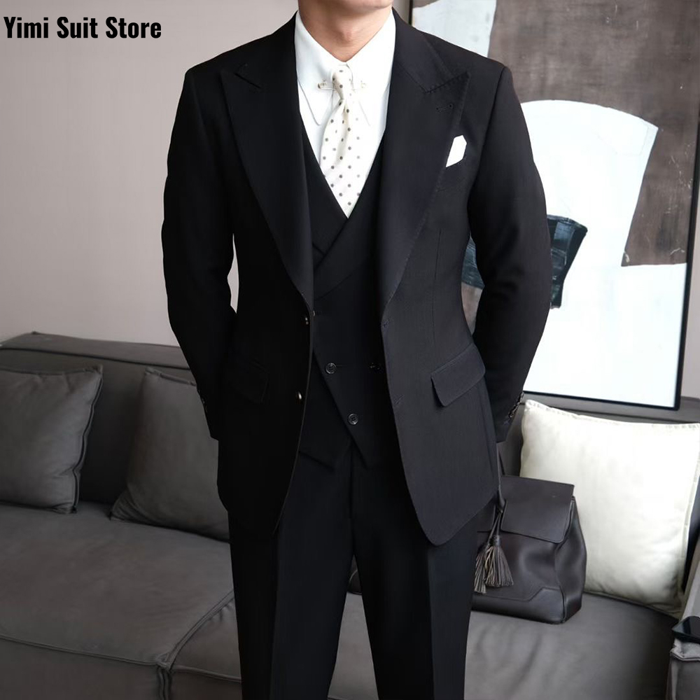 Black High Quality Men's Suits - Men Formal Wear Modern ulasan dan harga