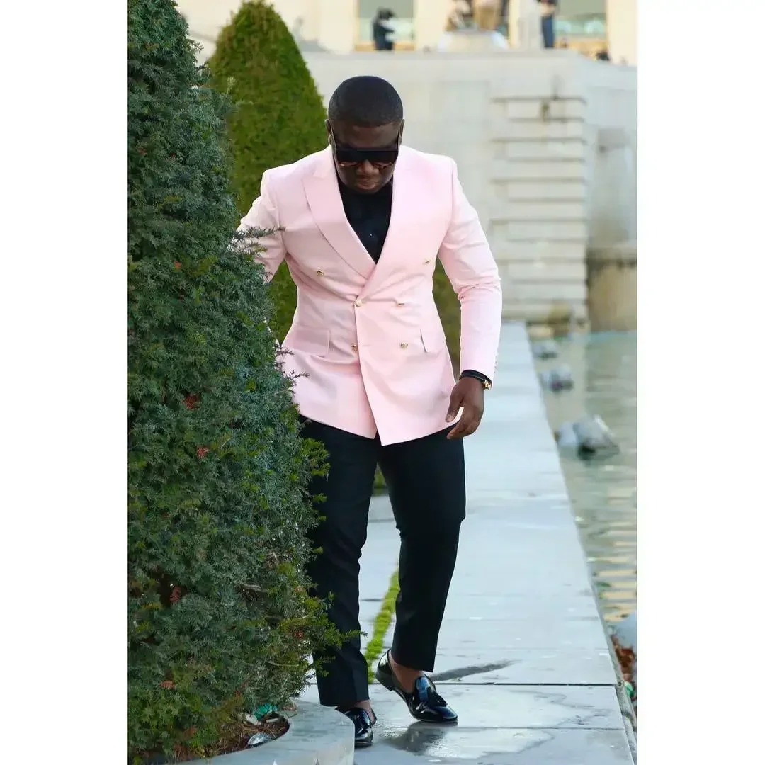 Double Breasted Men Suits Slim - Men Formal Wear Modern ulasan dan harga
