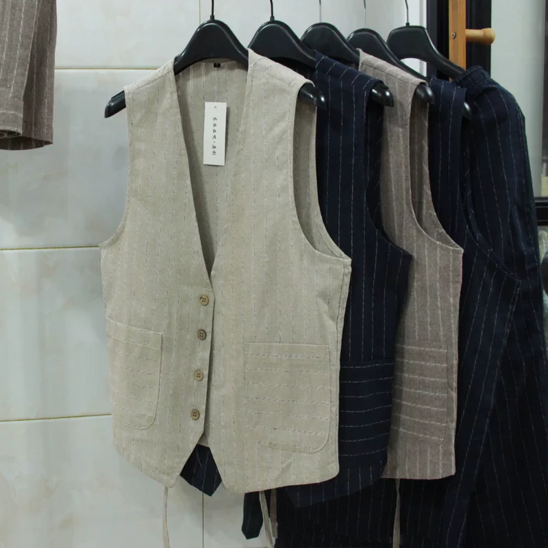 British Casual Linen Vest for  - Men Linen Formal Wear ulasan dan harga
