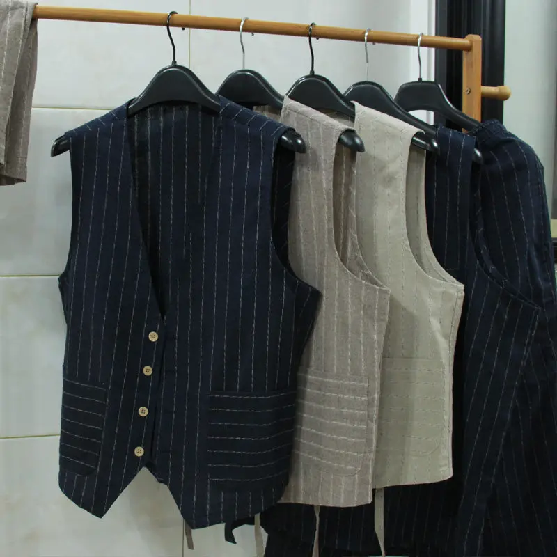 British Casual Linen Vest for  - Men Linen Formal Wear ulasan dan harga