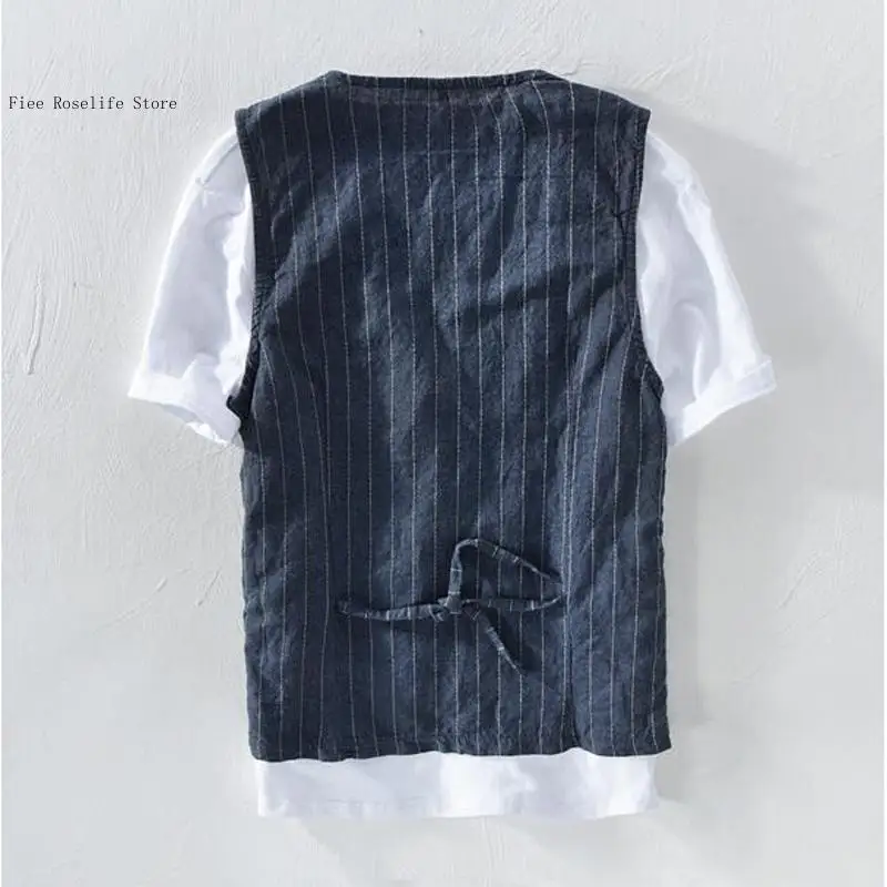 British Casual Linen Vest for  - Men Linen Formal Wear ulasan dan harga