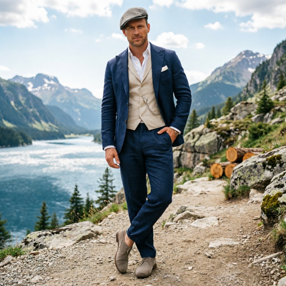 Sage Green Linen Men 3 Piece S - Men Linen Formal Wear ulasan dan harga