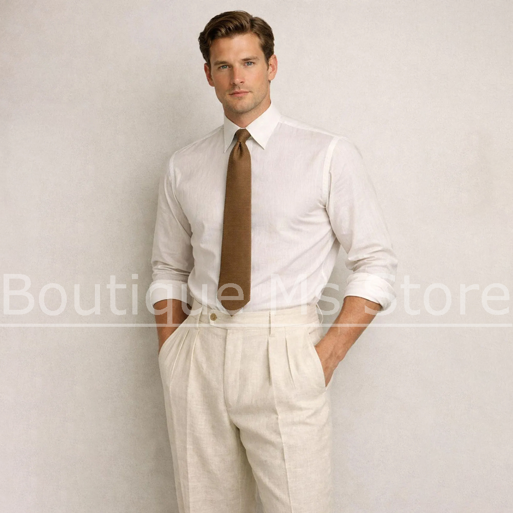 Fashion Men Linen 3 Piece Suit - Men Linen Formal Wear ulasan dan harga