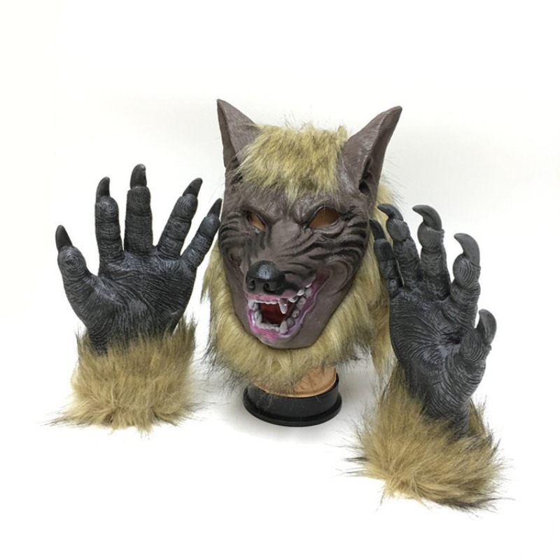 Halloween Wolf Head Mask and G - Formal Wear Gloves Men ulasan dan harga