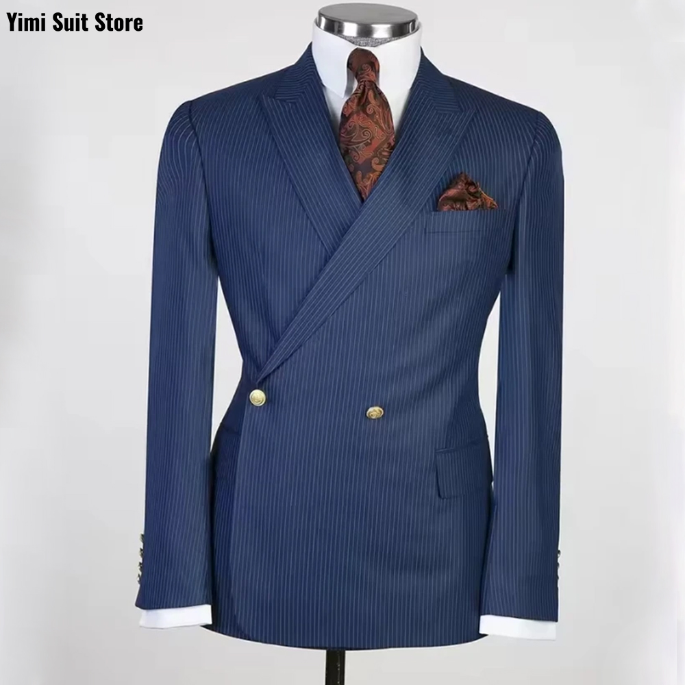Pinstripe Men Suits 2 Pieces O - Men Formal Wear Modern ulasan dan harga