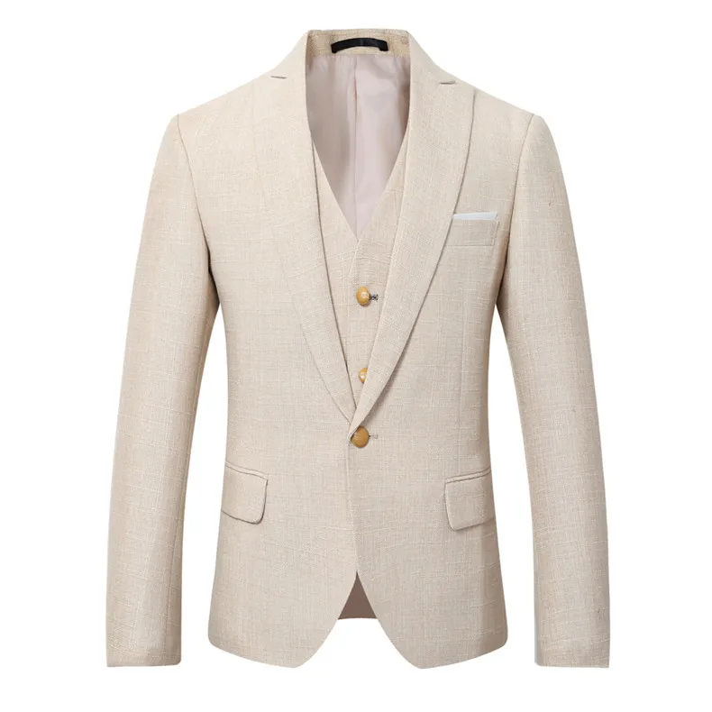 Beige Ivory Men Suit Casual Li - Men Linen Formal Wear ulasan dan harga