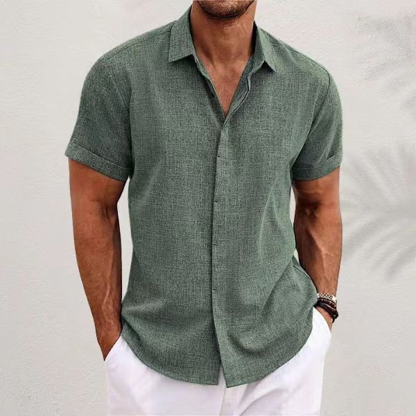 Men's Fashion Casual Solid Col - Men Linen Formal Wear ulasan dan harga