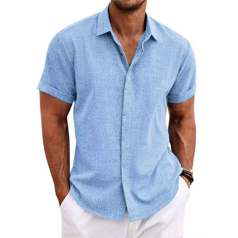 Men's Fashion Casual Solid Col - Men Linen Formal Wear ulasan dan harga