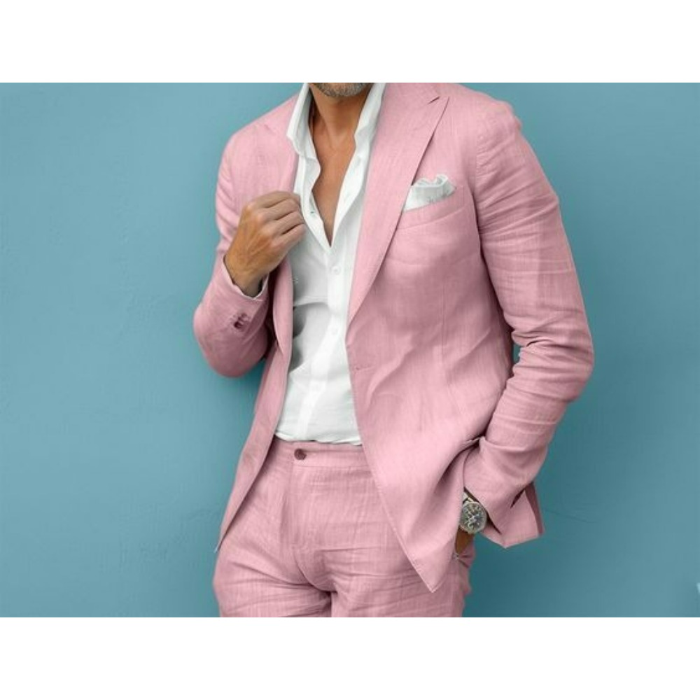 Linen Wedding Men Suits Slim F - Men Linen Formal Wear ulasan dan harga