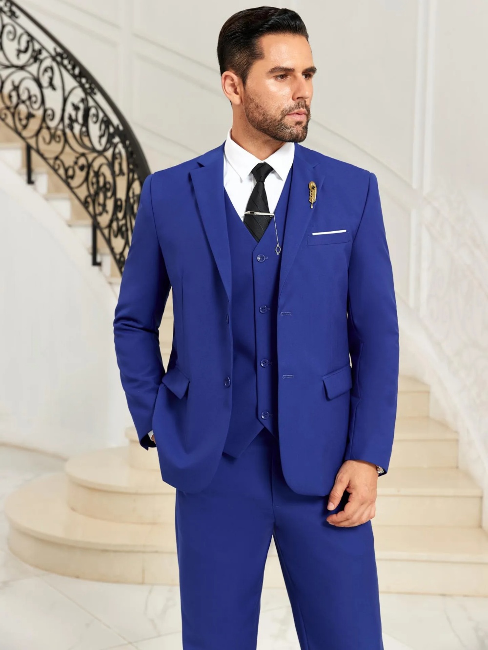New Blue Men's Slim Fit Suits  - Men Formal Party Wear Outfit ulasan dan harga