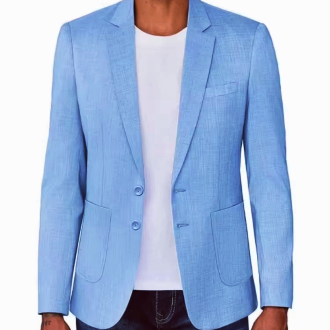 Slim Fit Men's Beige/Blue Line - Men Linen Formal Wear ulasan dan harga