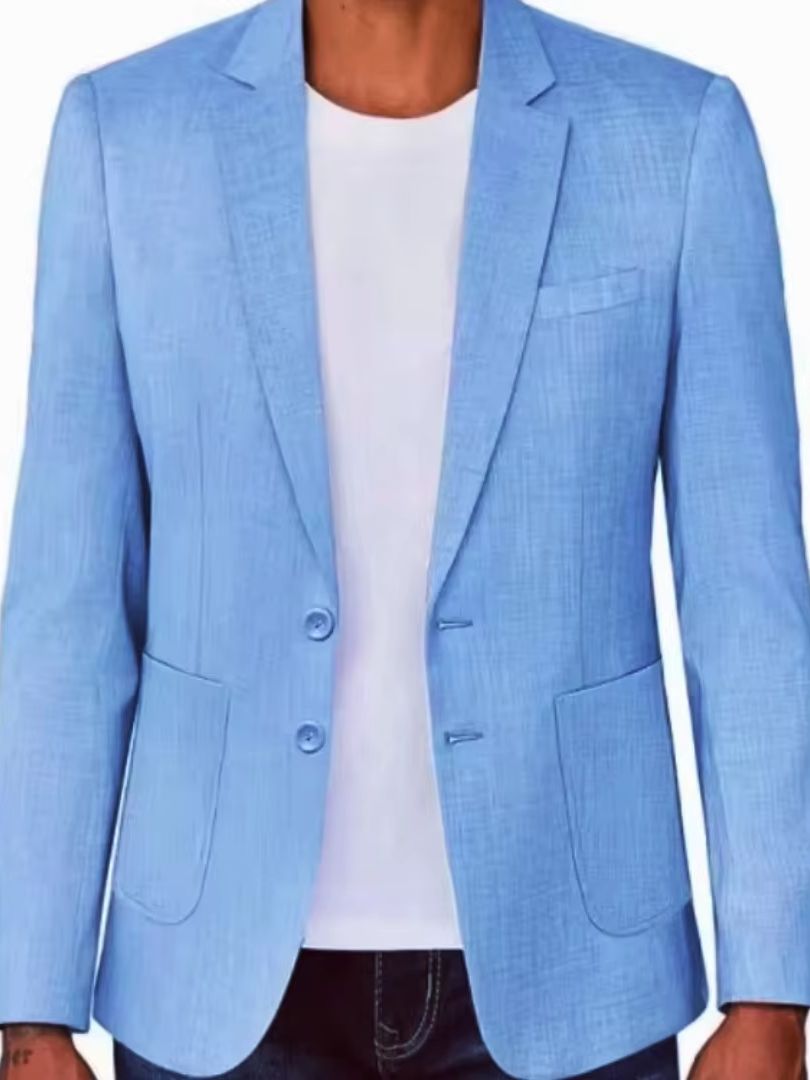 Slim Fit Men's Beige/Blue Line - Men Linen Formal Wear ulasan dan harga