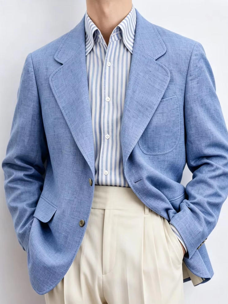 Only Linen Men's Blazer 1PCS B - Men Linen Formal Wear ulasan dan harga
