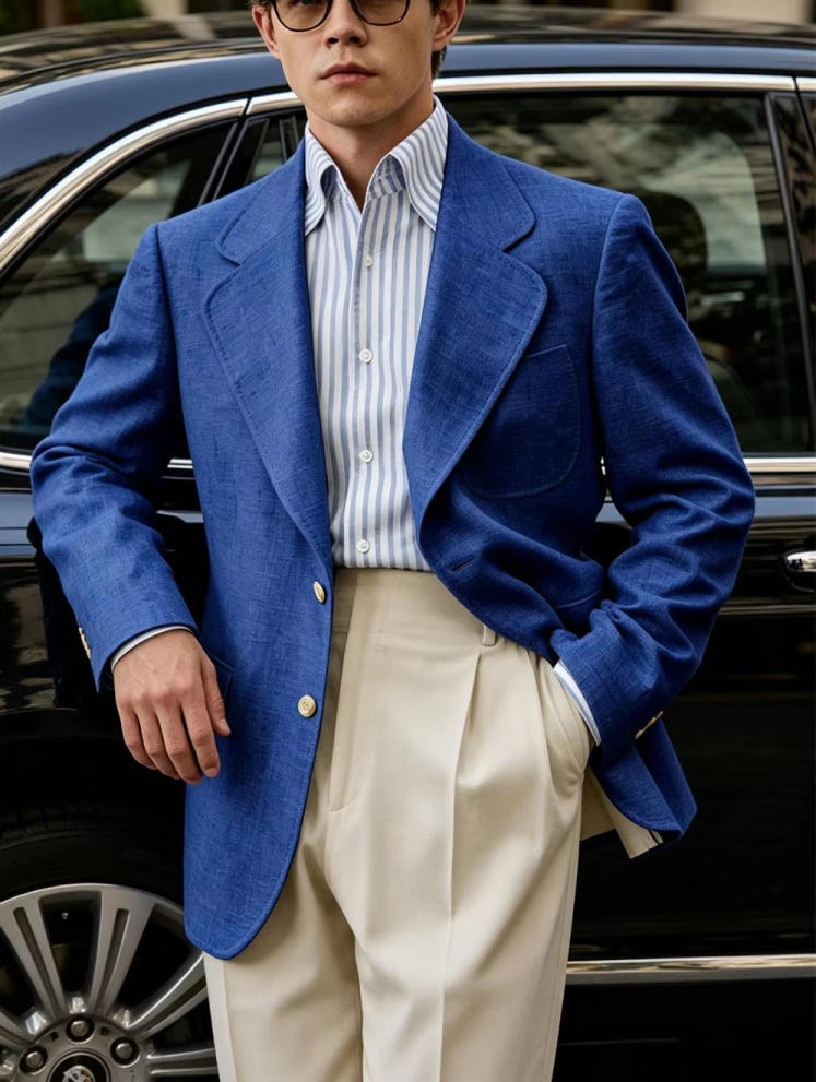 Only Linen Men's Blazer 1PCS B - Men Linen Formal Wear ulasan dan harga