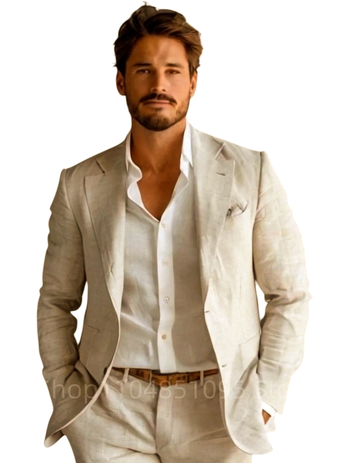 Blue Slim Fit Men's Linen Blaz - Men Linen Formal Wear ulasan dan harga