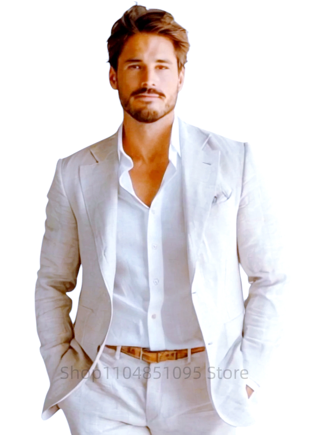 Blue Slim Fit Men's Linen Blaz - Men Linen Formal Wear ulasan dan harga