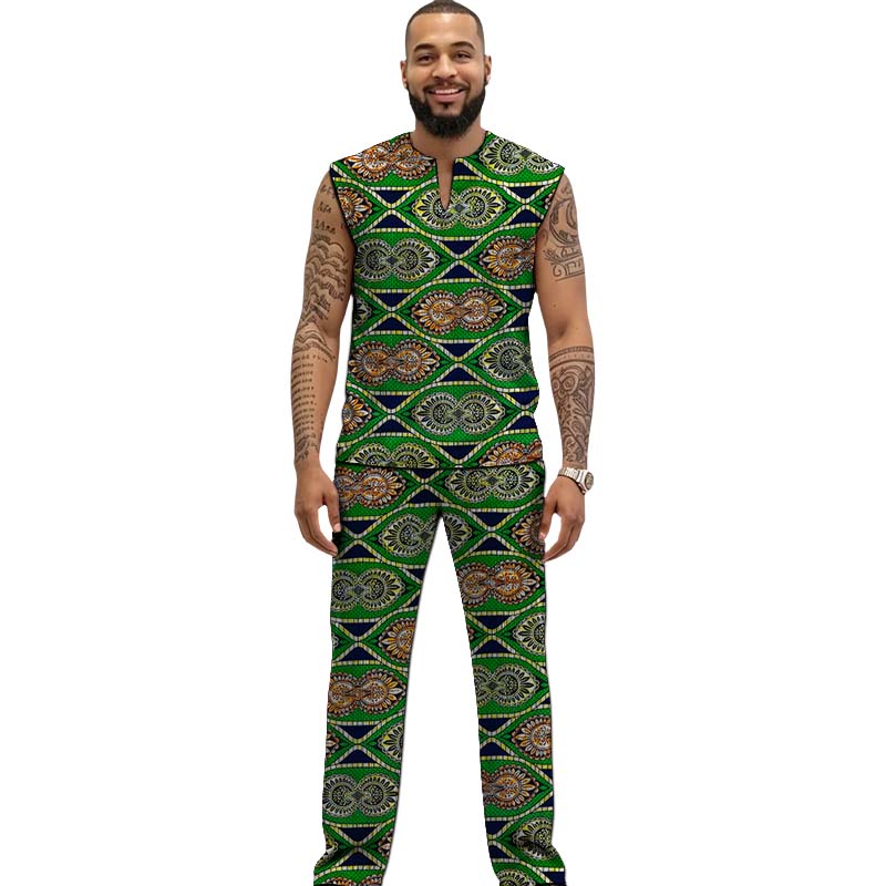 African Print Couture Tank Top - Men Formal Party Wear Outfit ulasan dan harga