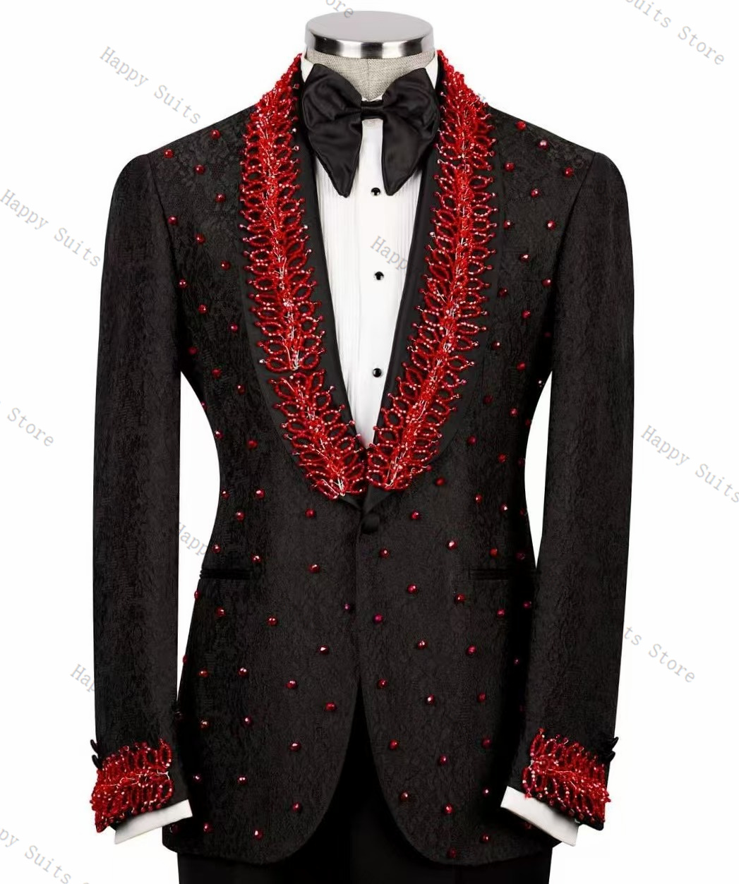 Red Crystals Men Suit Set 2 Pc - Men Formal Wear Red ulasan dan harga
