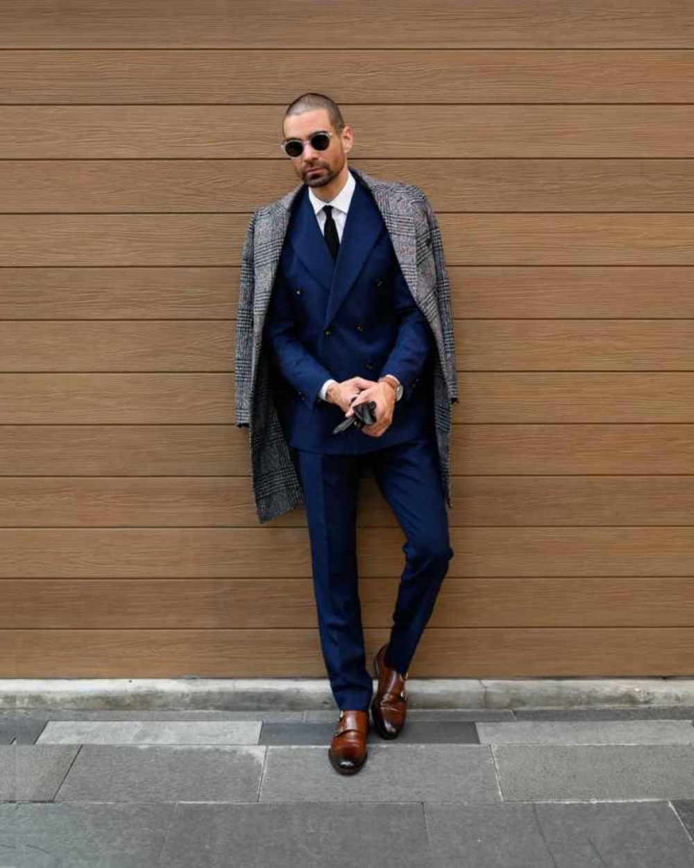 Modern Grid Woolen Blend Men O - Men Formal Wear Modern ulasan dan harga