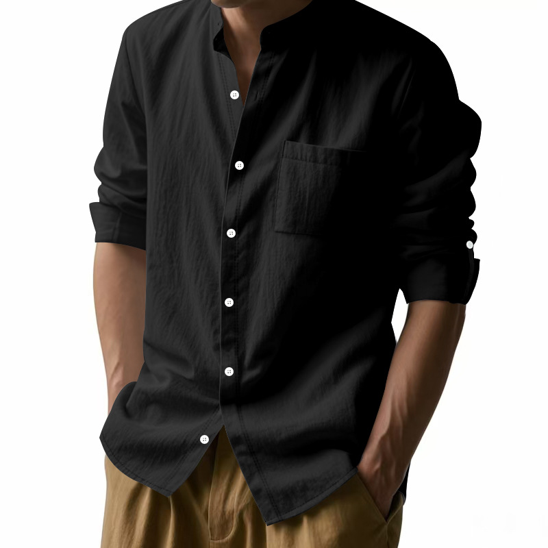 Men's Linen Stand Up Collar Sh - Men Linen Formal Wear ulasan dan harga