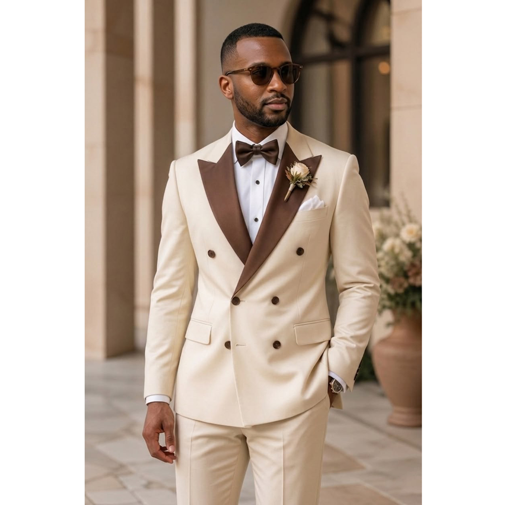 Men Double Breasted Tuxedo Sui - Men Formal Wear Modern ulasan dan harga